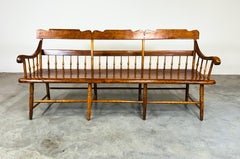 19th Century American Windsor Bench, Pine & Poplar, Heirloom Quality