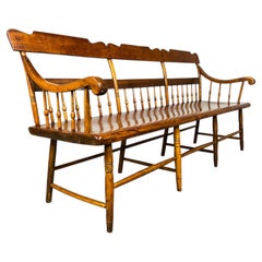 19th Century American Windsor Bench, Pine & Poplar, Heirloom Quality