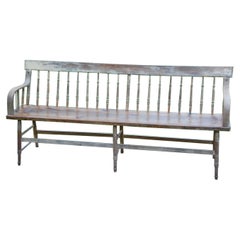 American Spindleback Mid 19th Century Bench in Original Paint