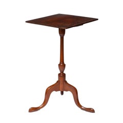 American Square Birch Top Pedestal Base Candle Stand, 1790