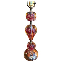 American St. Clair Paperweight Glass Lamp, Mid-20th Century
