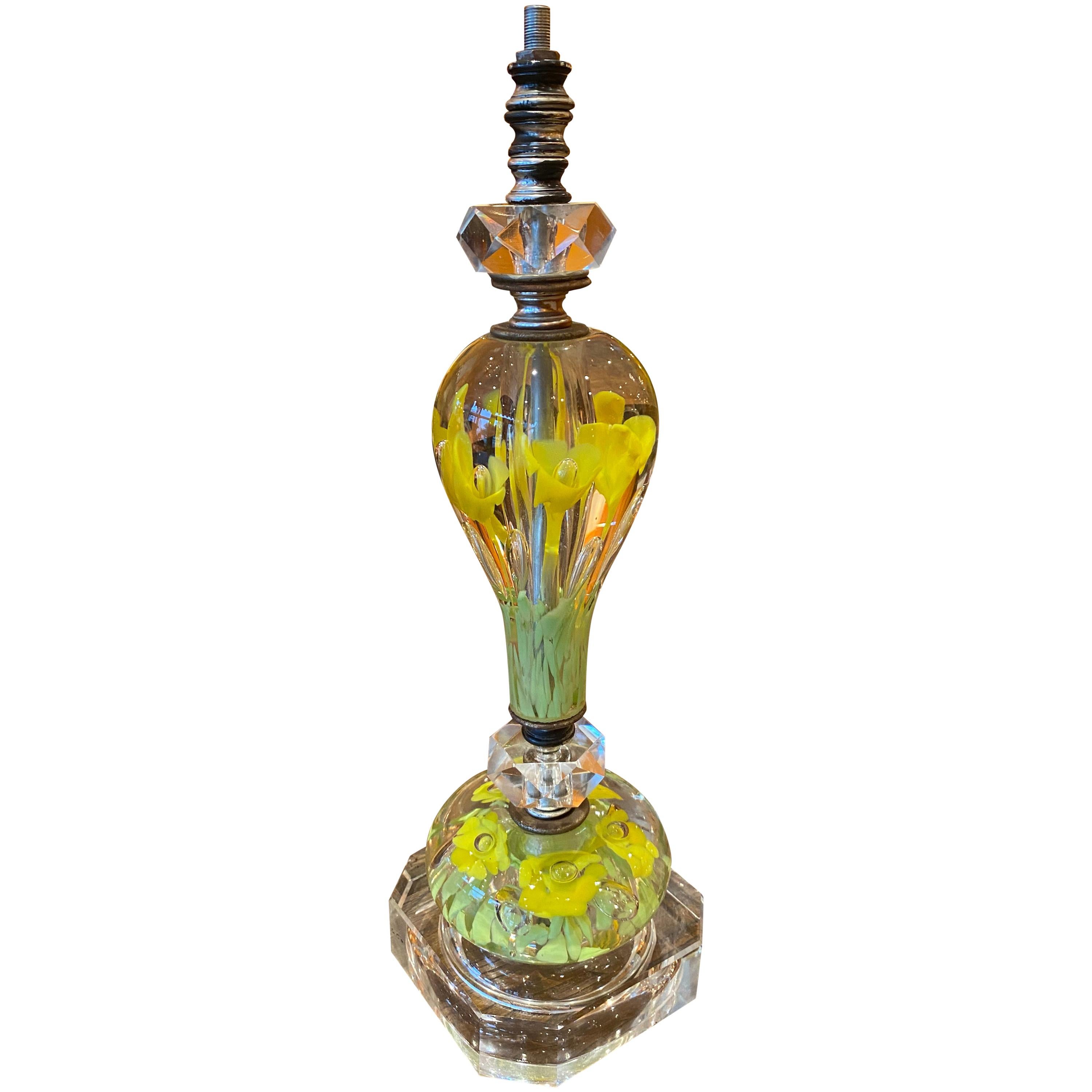 American St. Clair Paperweight Glass Lamp, Mid-20th Century For Sale