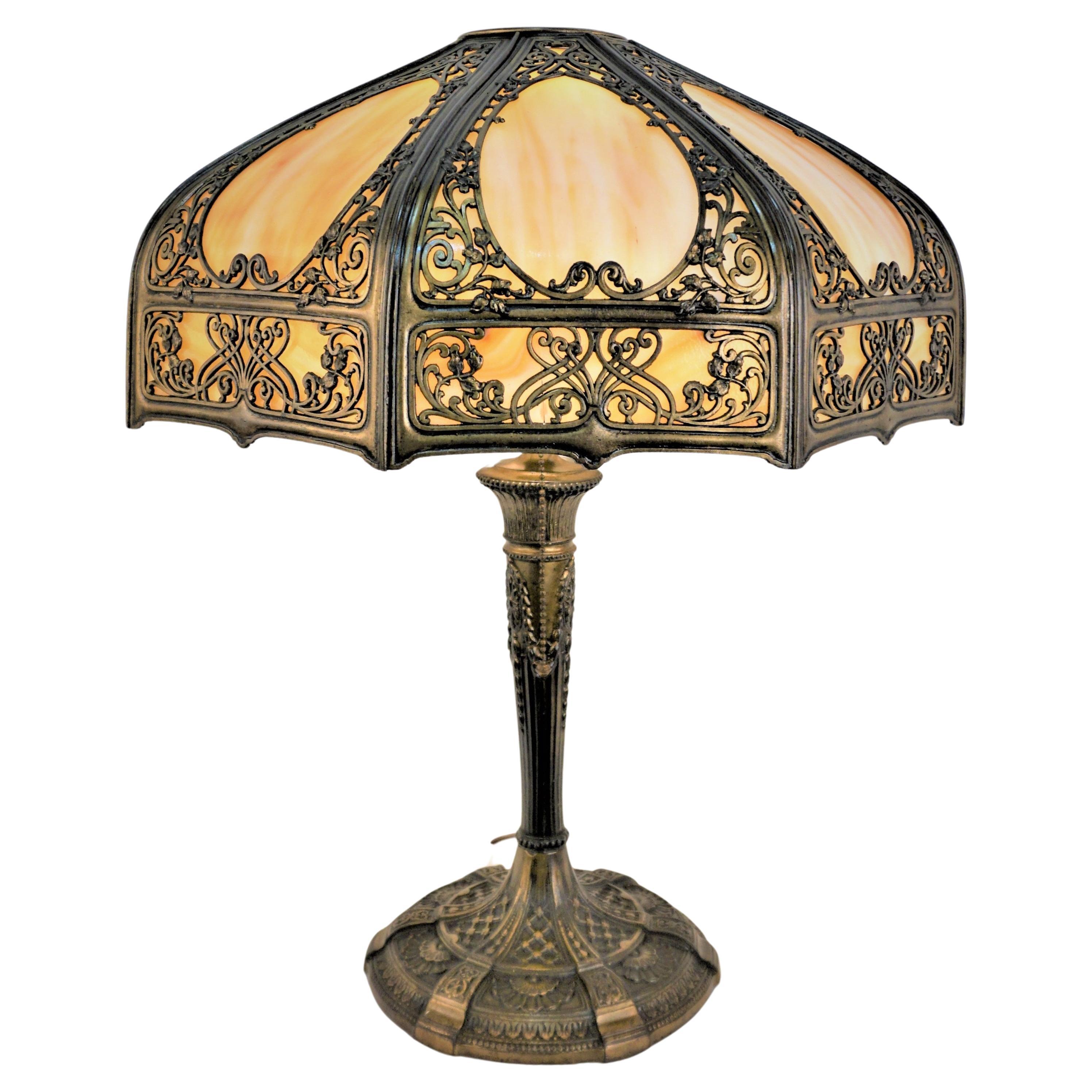 American Stained Glass 1920's Table Lamp For Sale