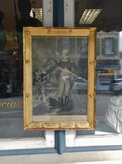 Gravure américaine en acier de George Washington en Orig. Cadre doré à étoile C 1800