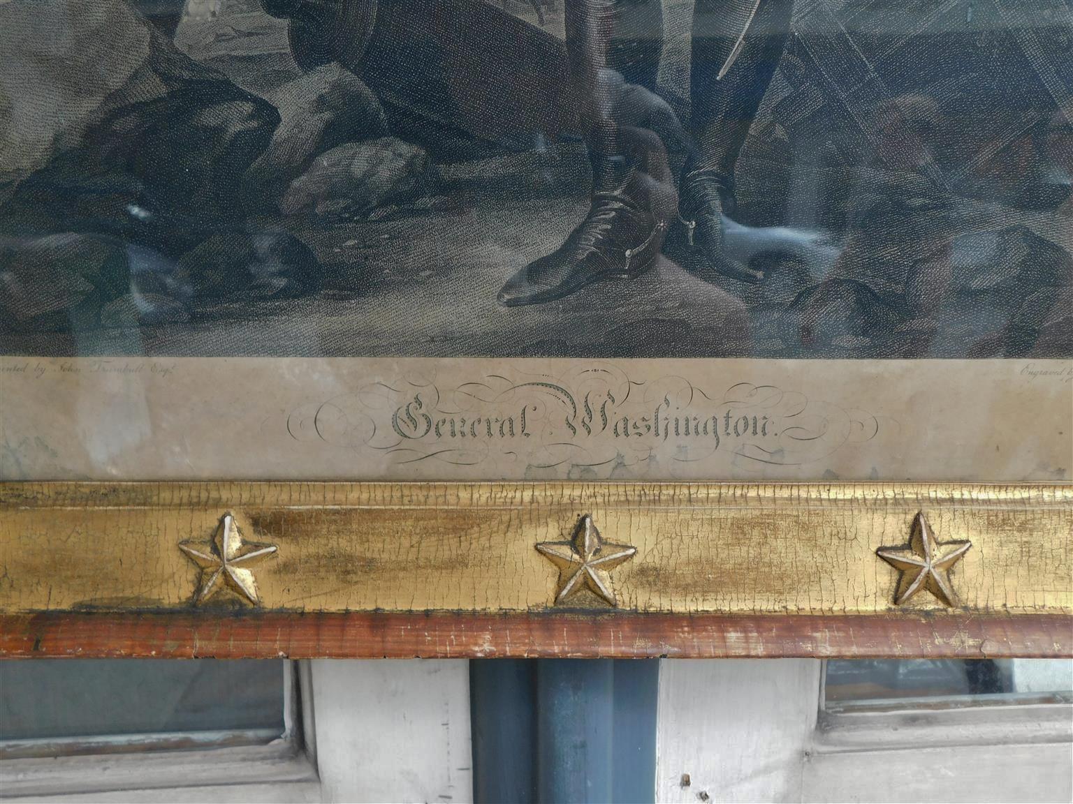 Gravure américaine en acier de George Washington en Orig. Cadre doré à étoile C 1800 Excellent état - En vente à Hollywood, SC
