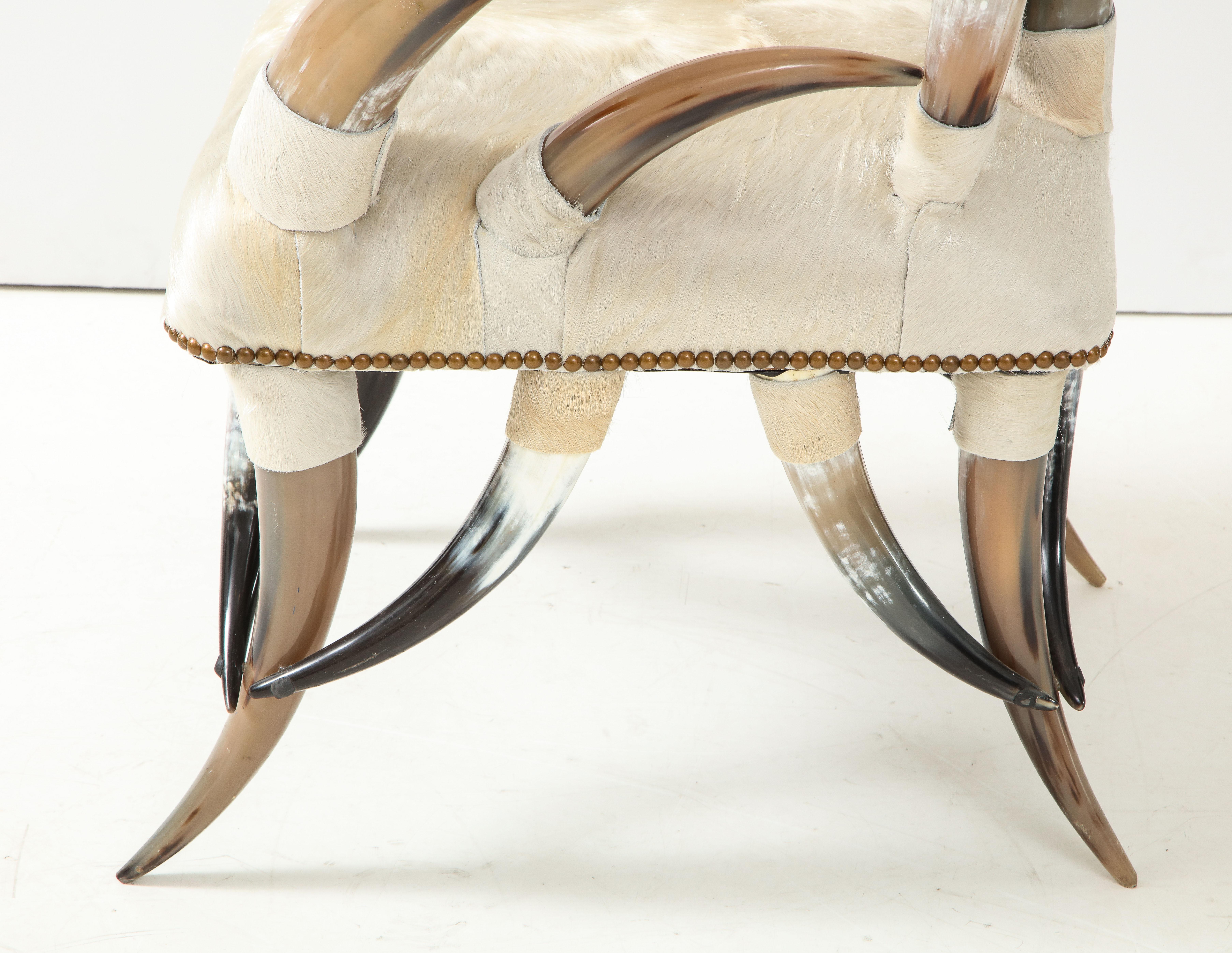 American Steer Horn, White Hide Chair 2