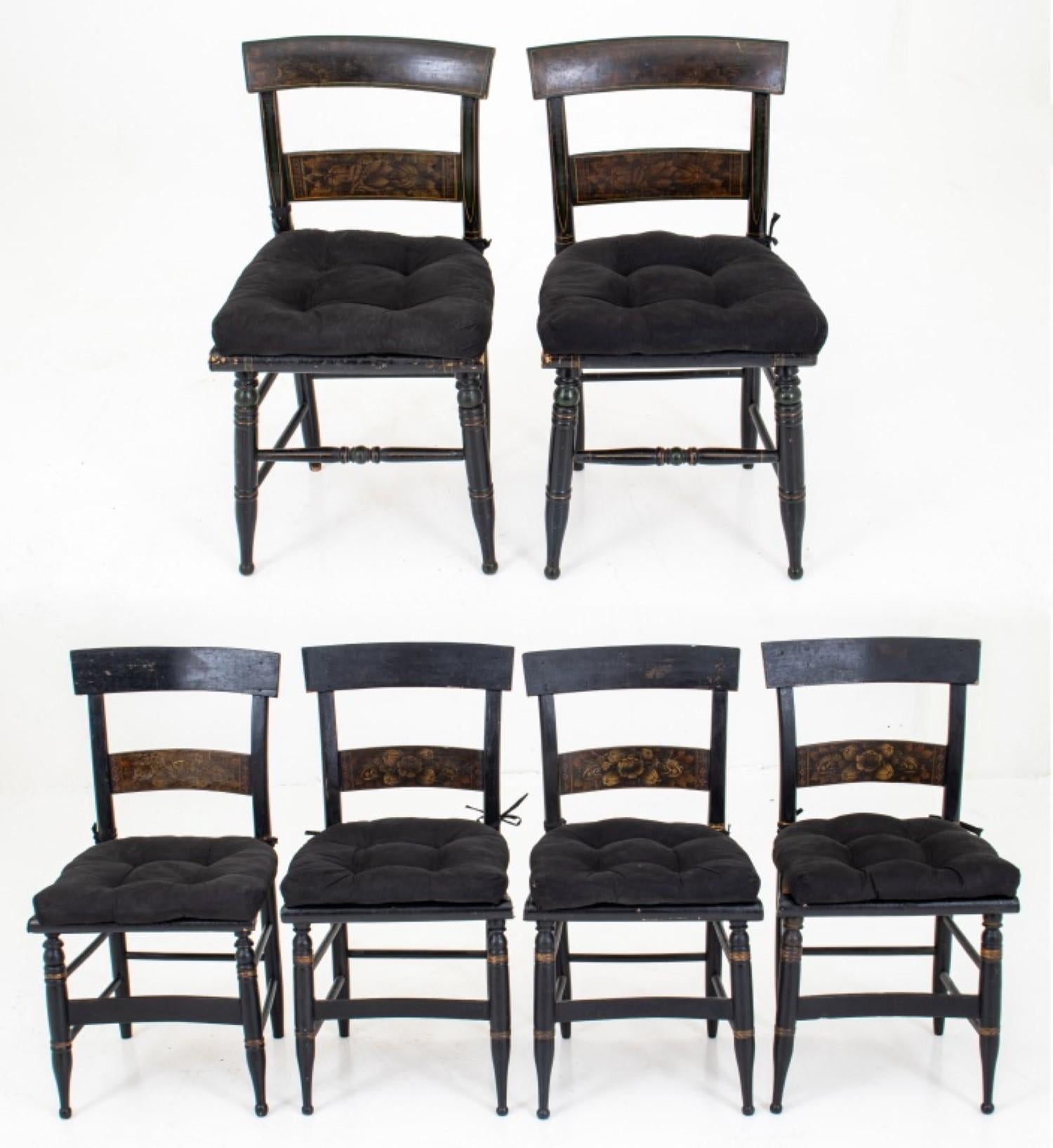 American Stenciled and Ebonized Side Chairs, 6 For Sale 6