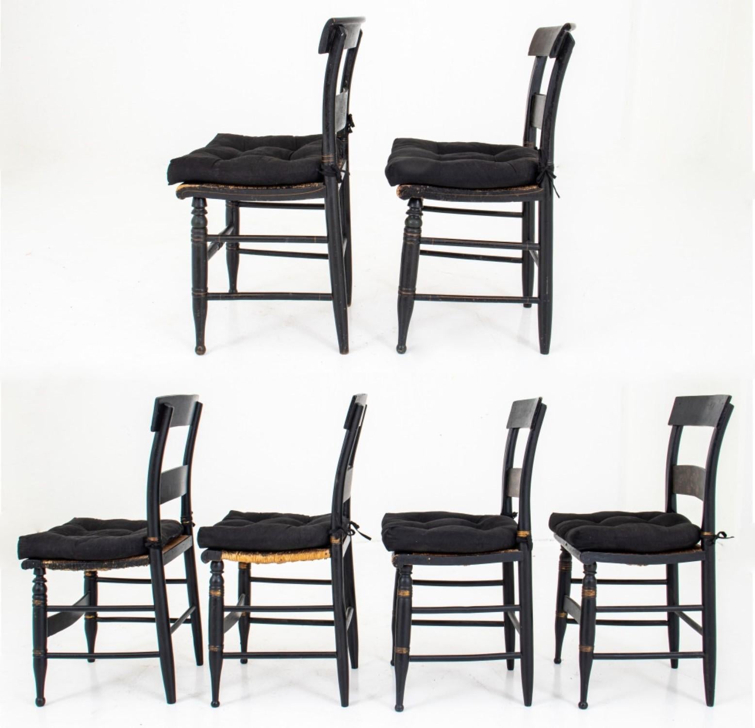 American Stenciled and Ebonized Side Chairs, 6 For Sale 7