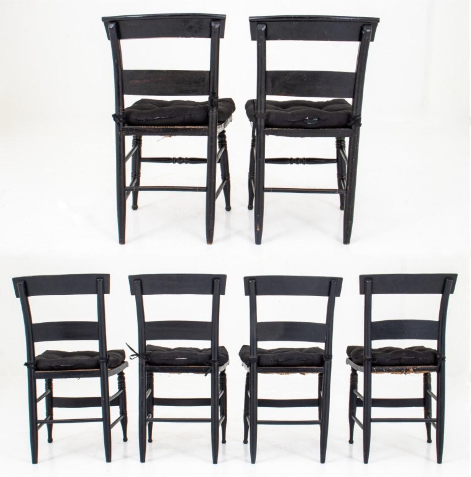 American Stenciled and Ebonized Side Chairs, 6 For Sale 2
