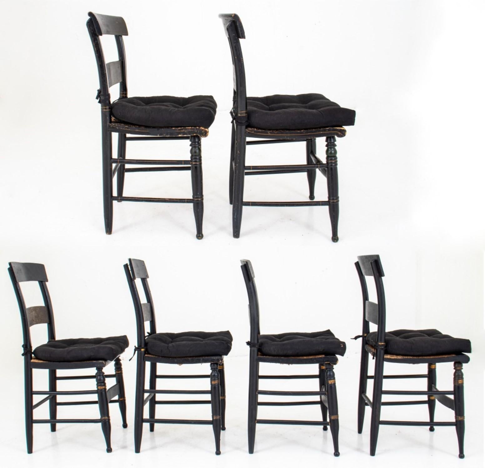 American Stenciled and Ebonized Side Chairs, 6 For Sale 3