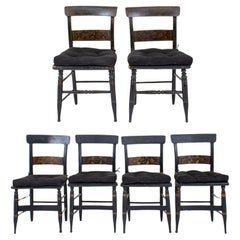 Antique American Stenciled and Ebonized Side Chairs, 6