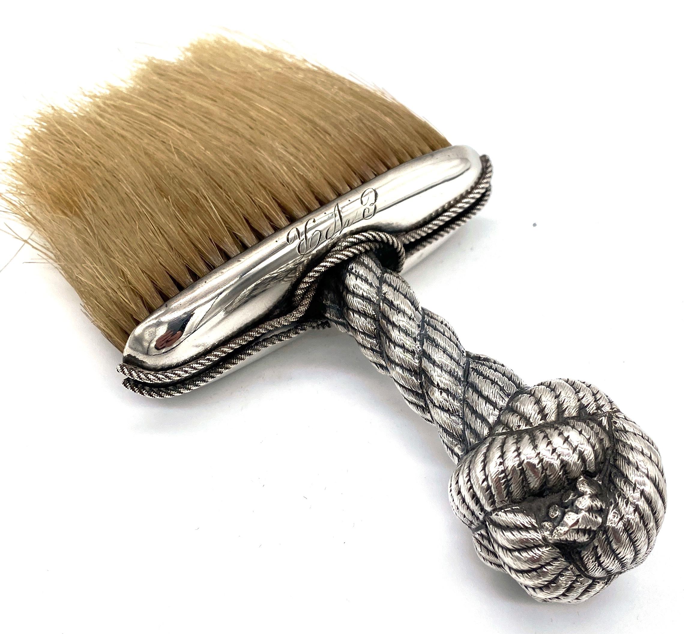 Cast American Sterling Aesthetic 'Sailors Knot' Brush, Attributed Dominick & Haff For Sale