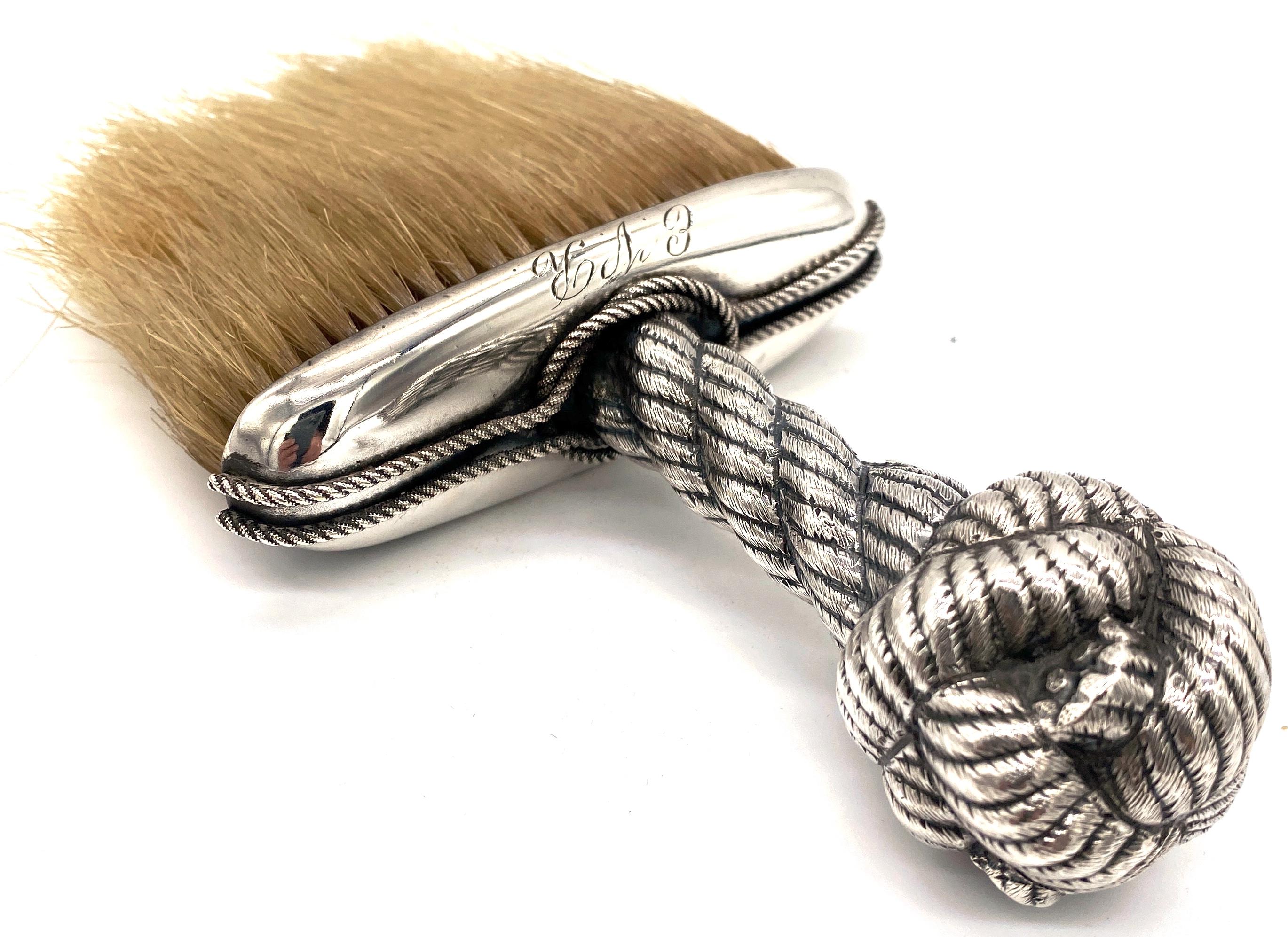 American Sterling Aesthetic 'Sailors Knot' Brush, Attributed Dominick & Haff In Good Condition For Sale In West Palm Beach, FL