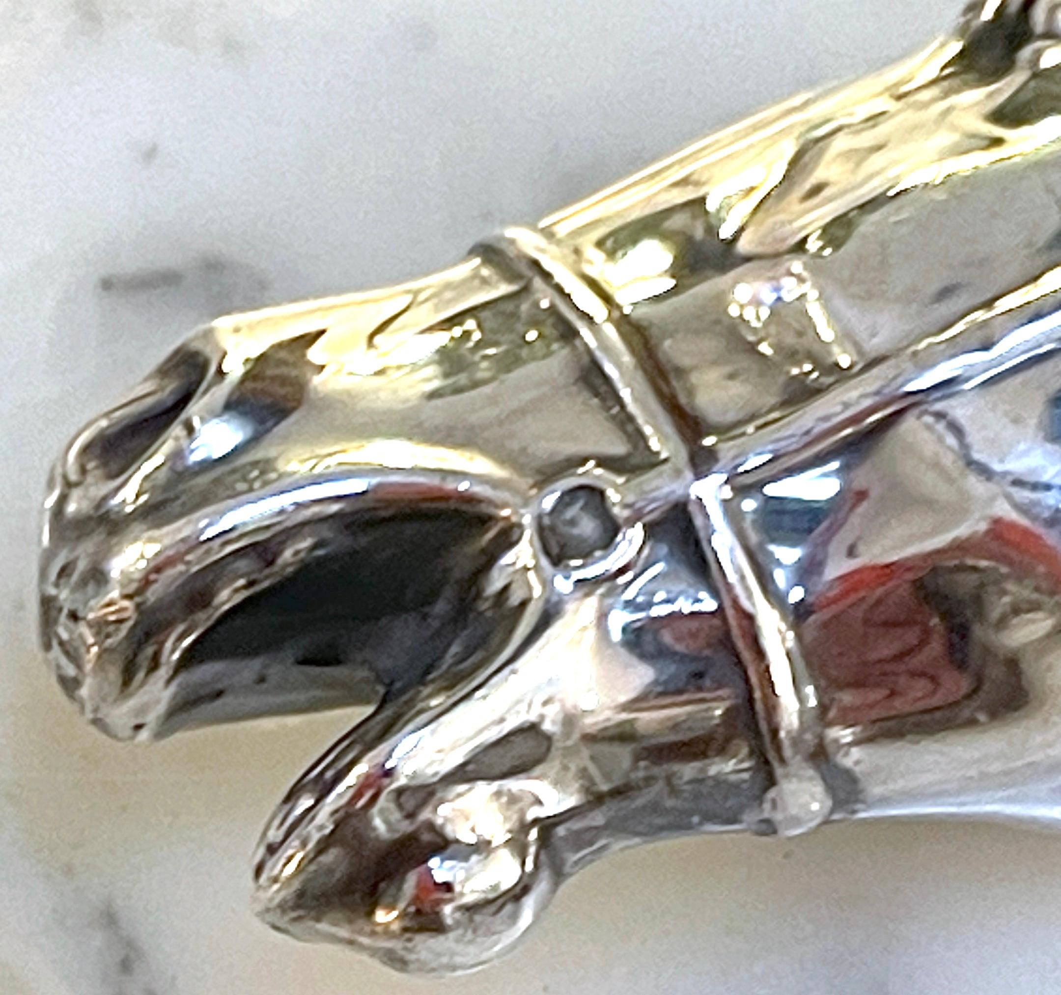 Sterling Silver American Sterling Handled Bridled Race Horse Cane/ Walking Stick, Circa 1920