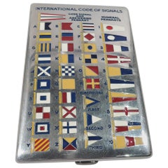 American Sterling Silver and Enamel Nautical Signal Flags Cigarette Case