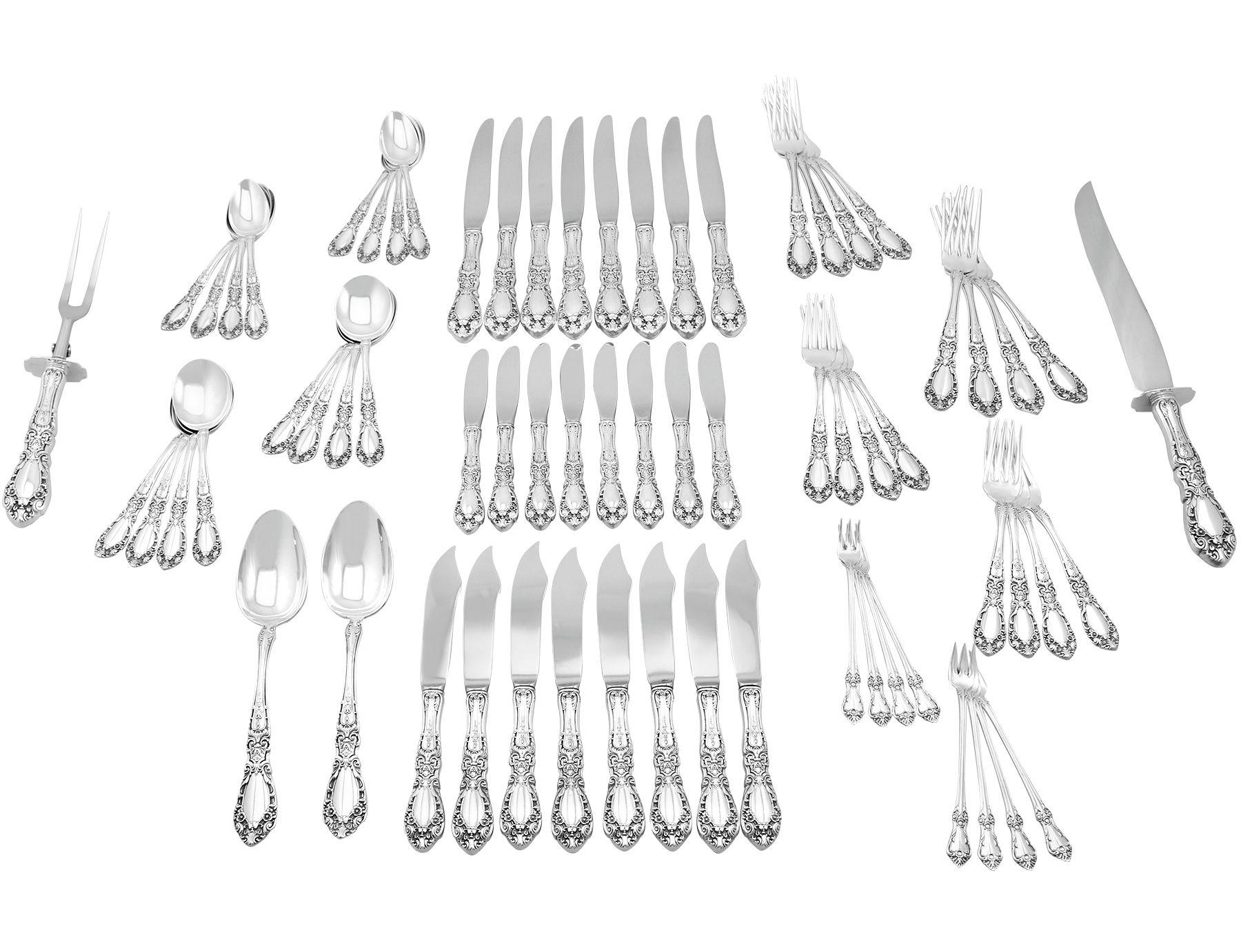 American Sterling Silver Canteen of Cutlery for Eight Persons 12