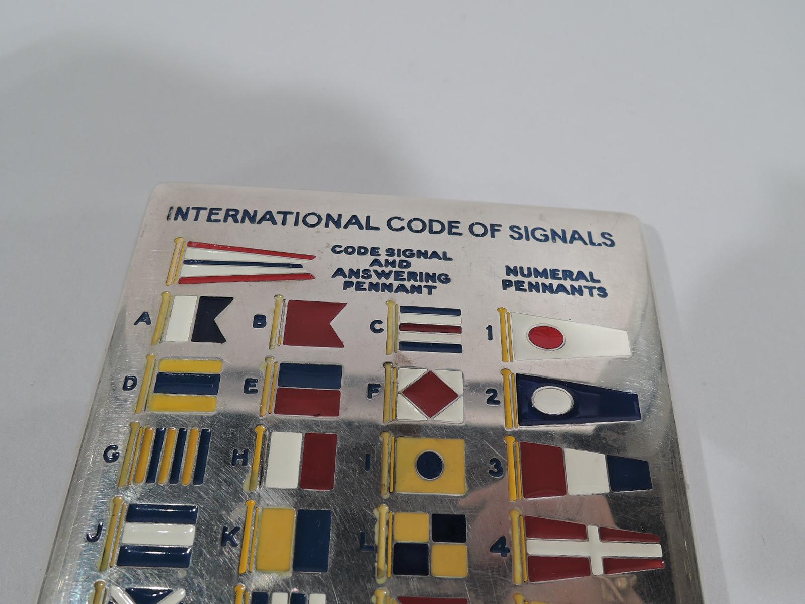 Modern American Sterling Silver and Enamel Nautical Signal Flags Cigarette Case