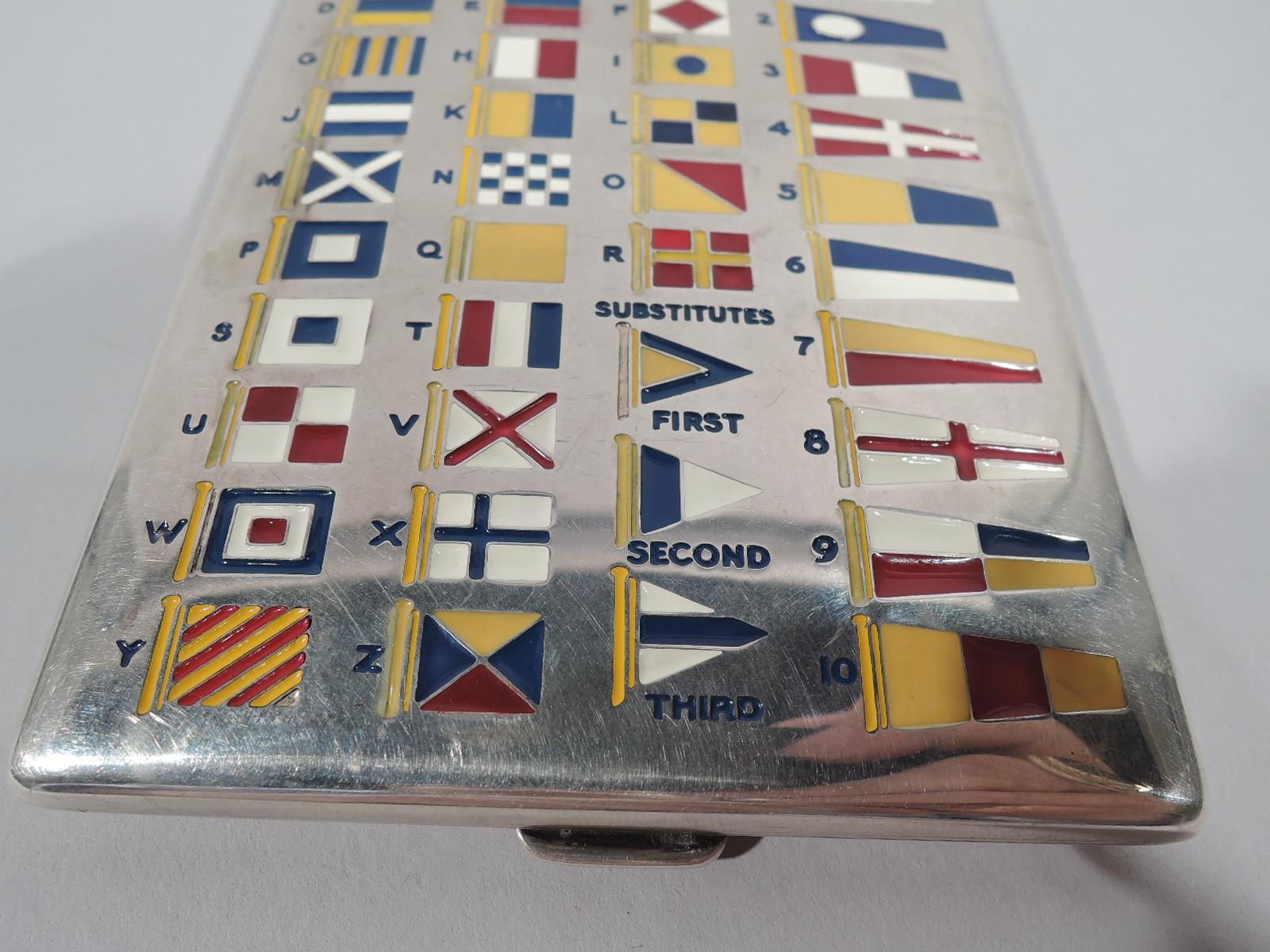 American Sterling Silver and Enamel Nautical Signal Flags Cigarette Case In Good Condition In New York, NY