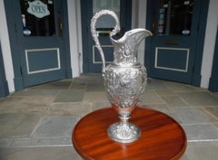 American Sterling Silver Figural & Foliage Embossed Wine Pitcher Kirk & Son 1880