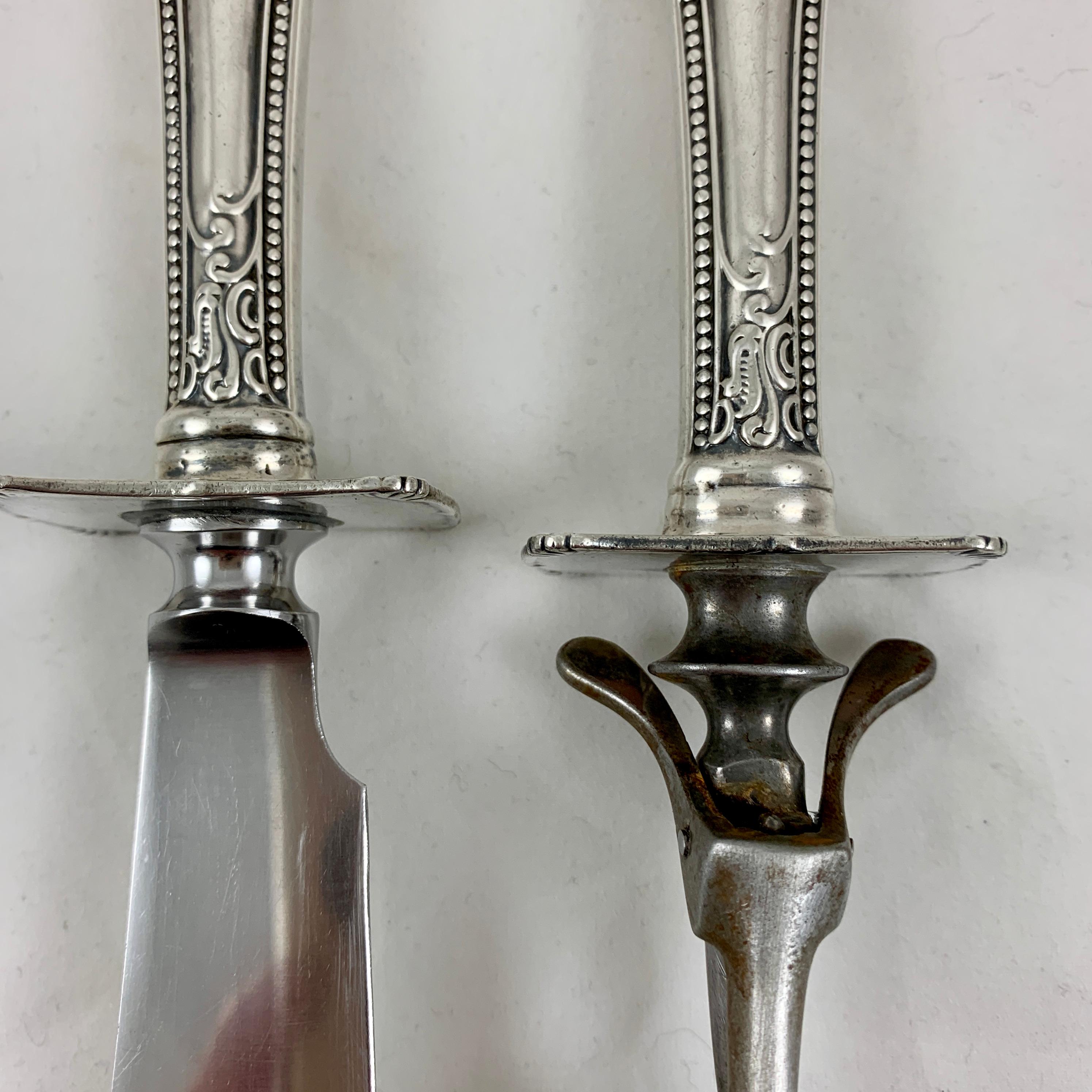 American Sterling Silver Handled Carving Knife and Fork, Set of Two, circa 1930s For Sale 3