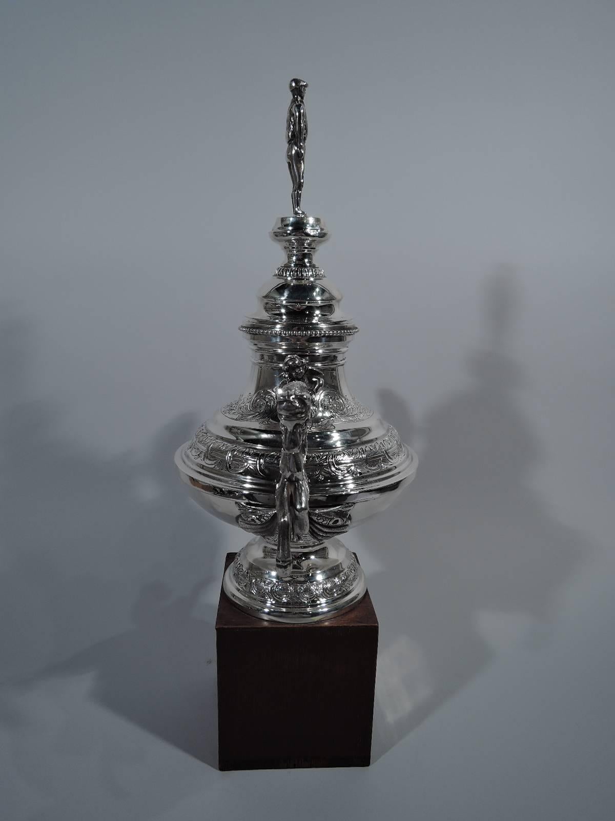 American Sterling Silver Horse Trophy with Jockey Finial In Good Condition In New York, NY