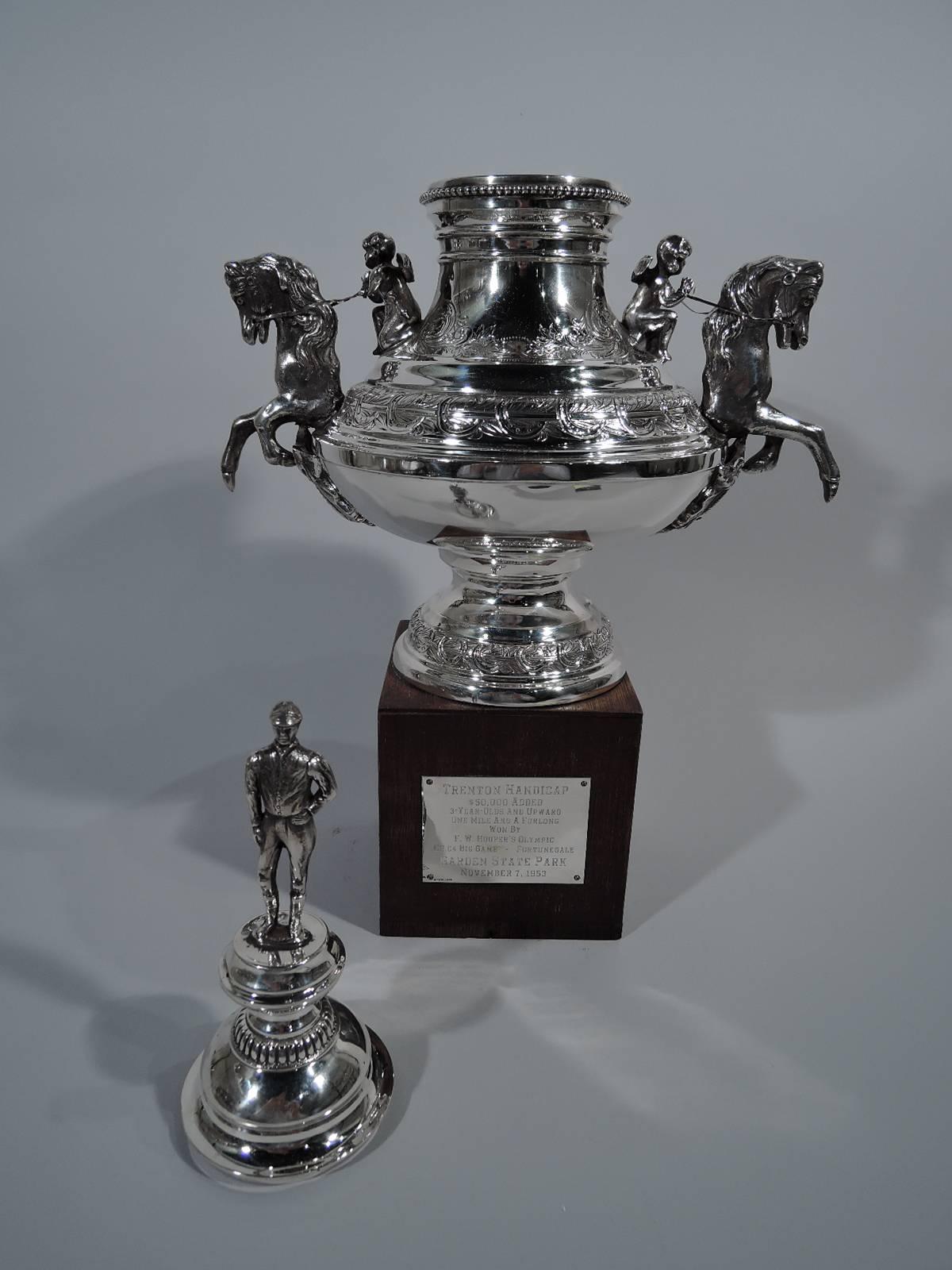 20th Century American Sterling Silver Horse Trophy with Jockey Finial