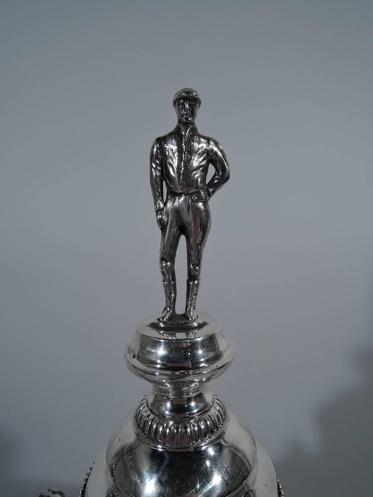 American Sterling Silver Horse Trophy with Jockey Finial 1