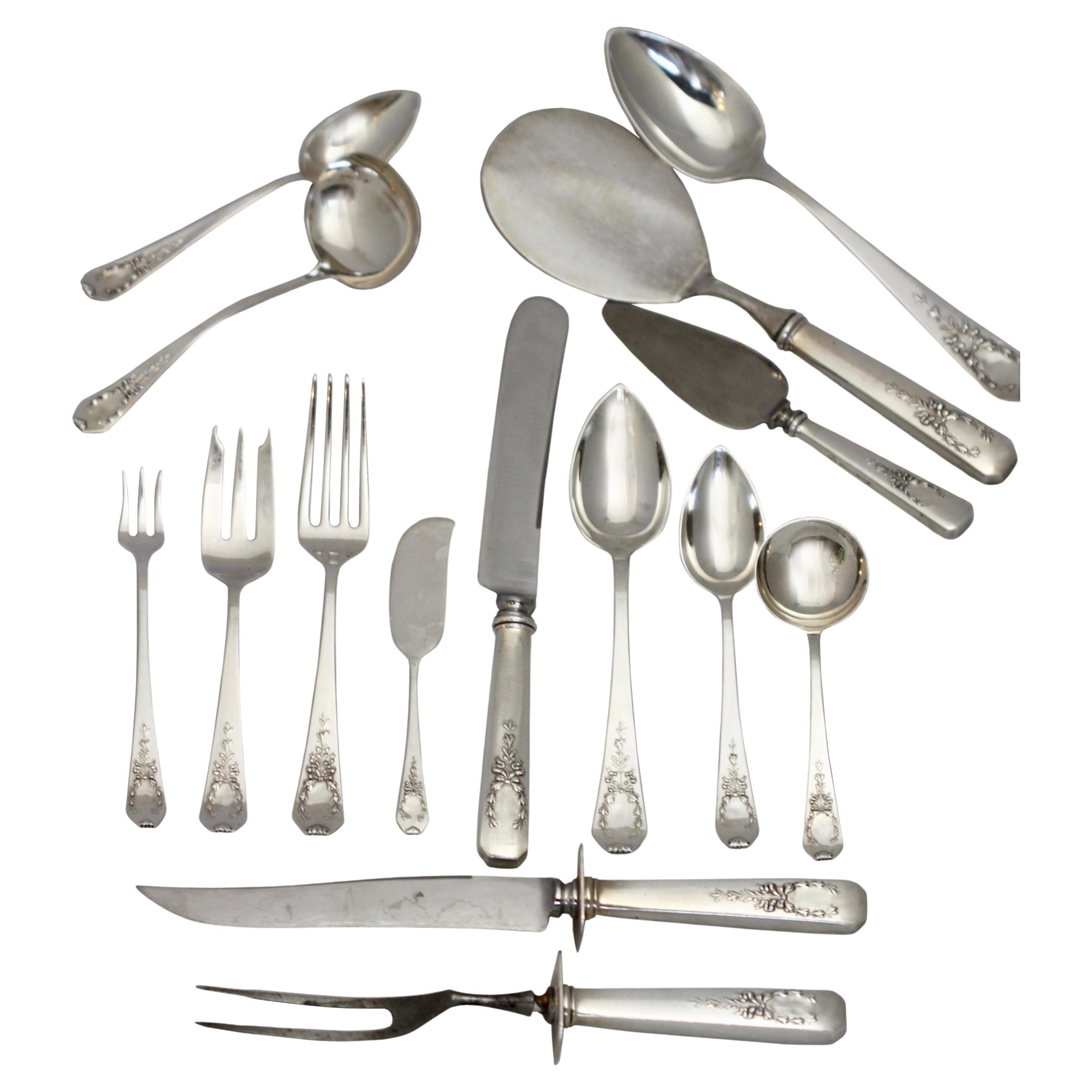 American Sterling Silver One Hundred Ten Piece Part Flatware Service For Sale