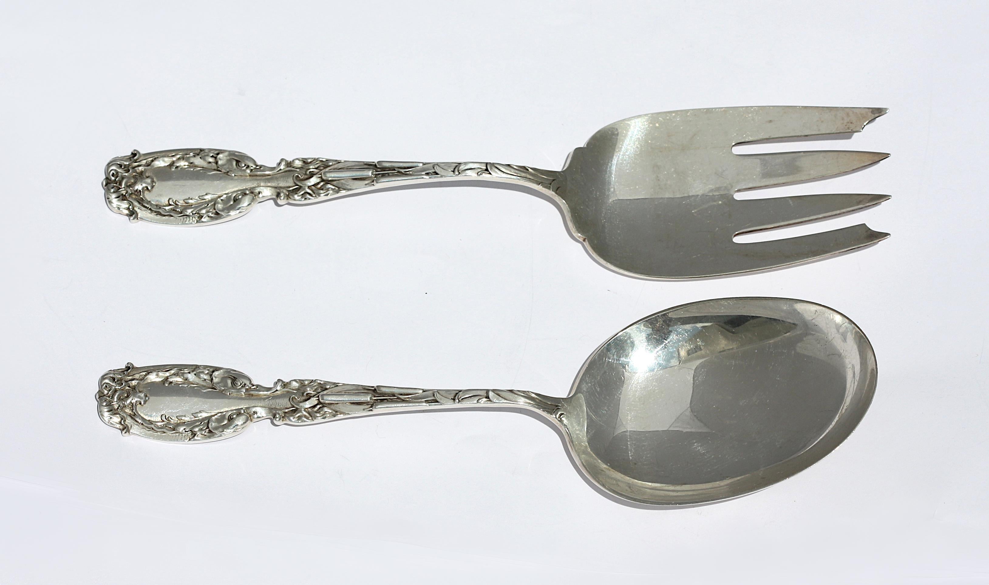 Fourchette et cuillère à salade en argent Sterling américain en vente 4
