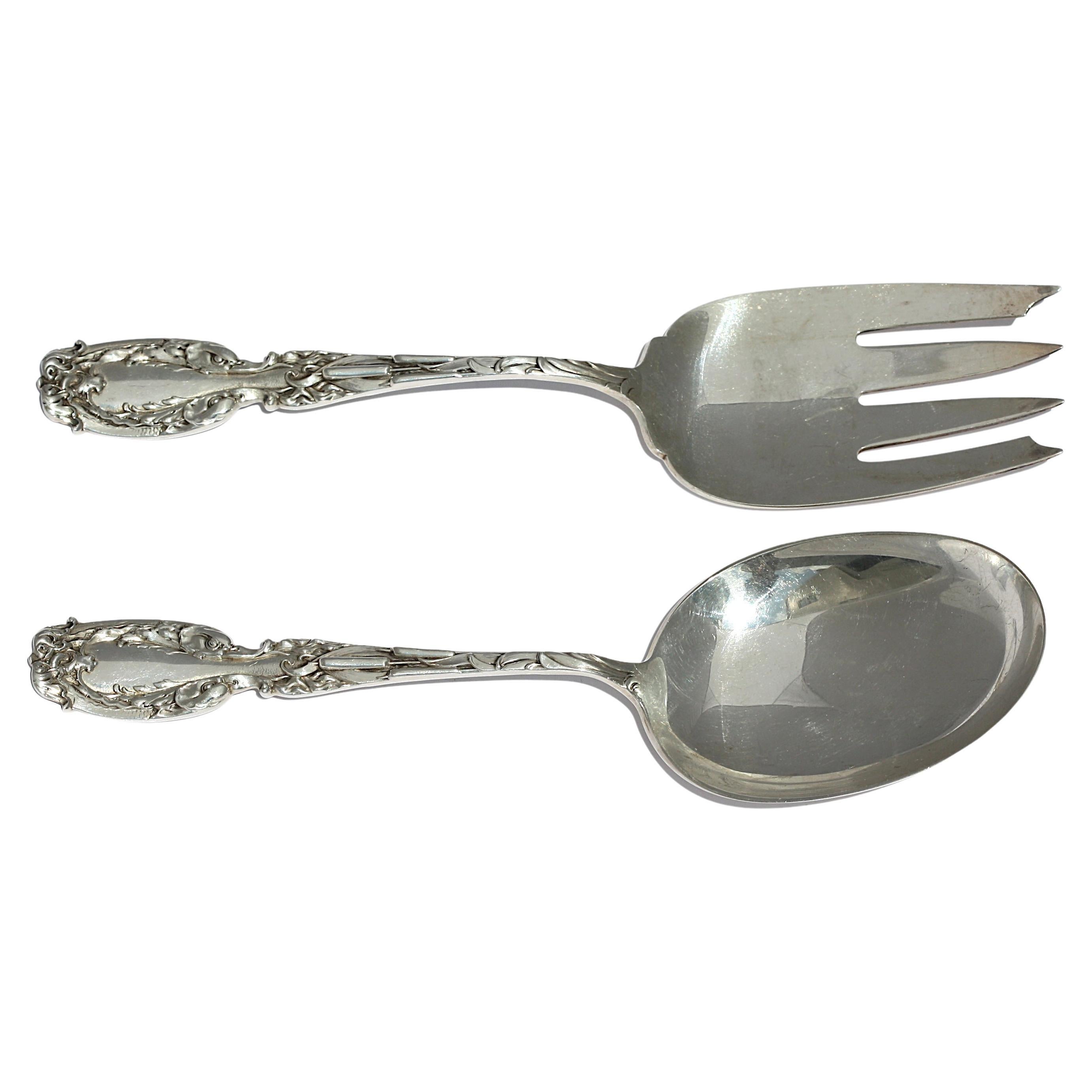 American Sterling Silver Salad Fork and Spoon For Sale