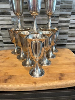 American Sterling Silver Water Goblets by Preisner, 14 Available