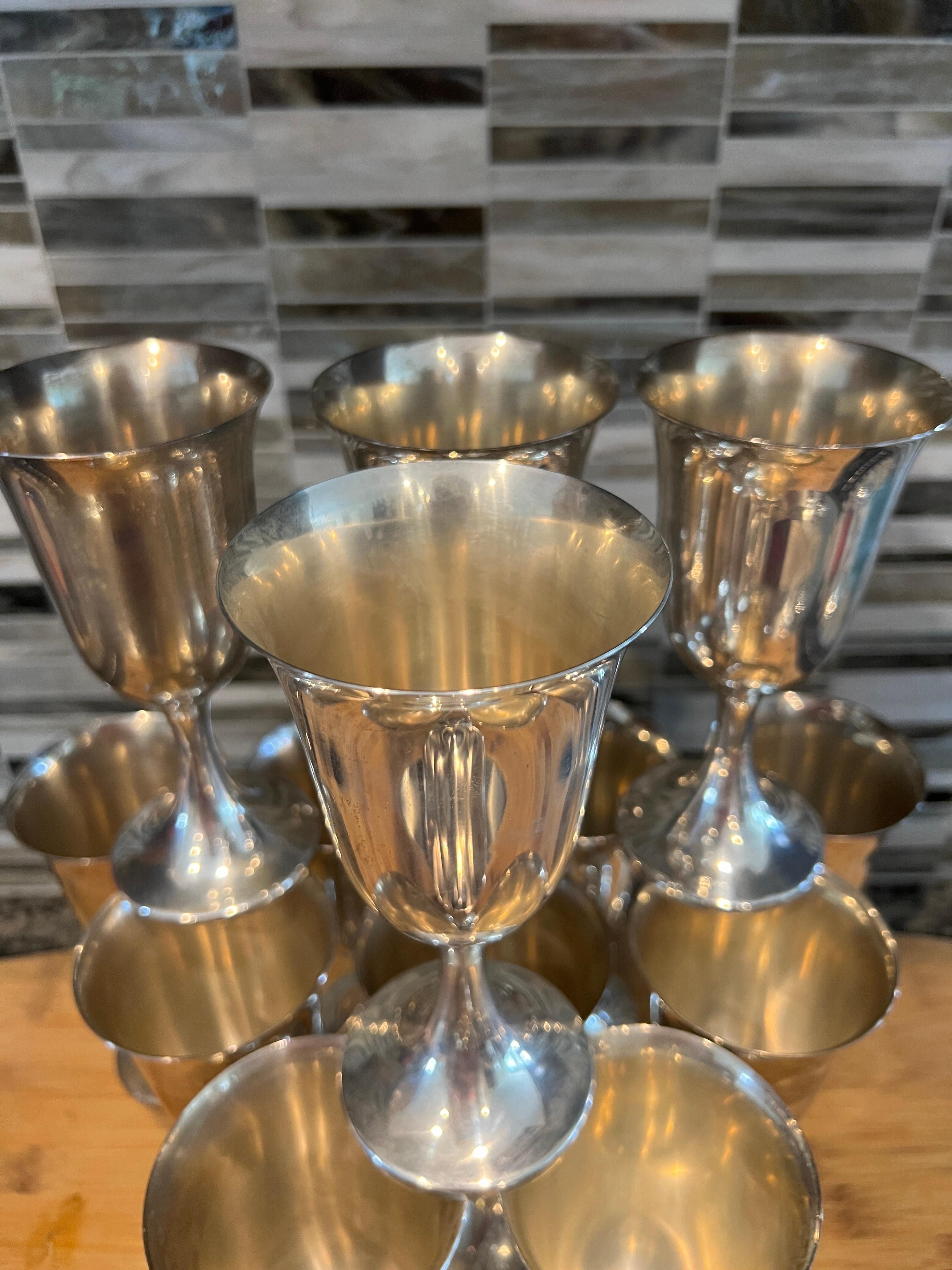 American Sterling Silver Water Goblets by Preisner, 14 Available  In Good Condition In Atlanta, GA