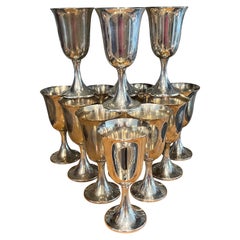 American Sterling Silver Water Goblets by Preisner, 14 Available