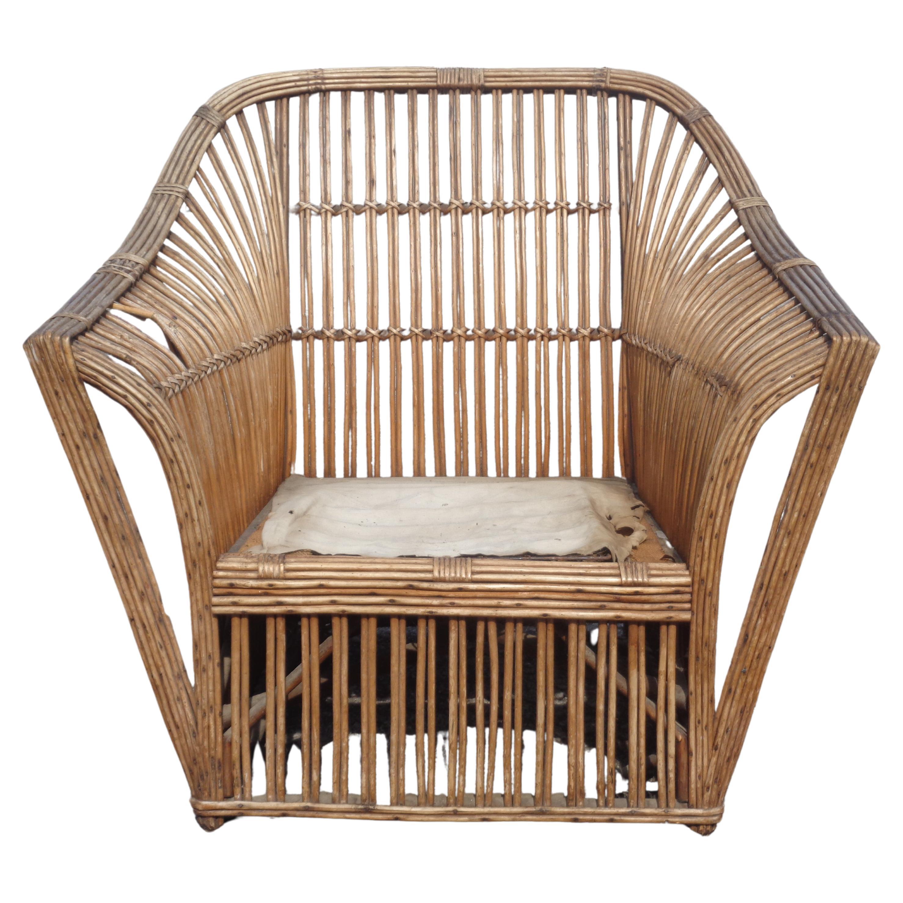 American Stick Wicker Set - Sofa and Matching Lounge Chair, Circa 1930 4