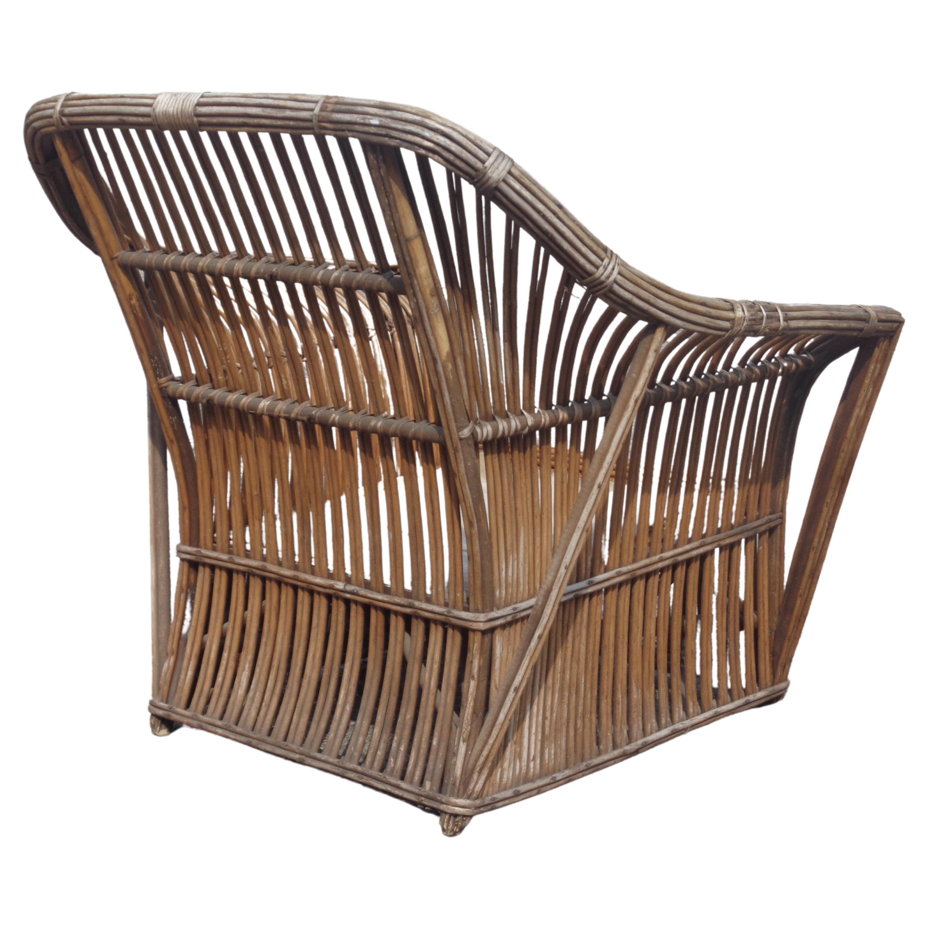 American Stick Wicker Set - Sofa and Matching Lounge Chair, Circa 1930 5
