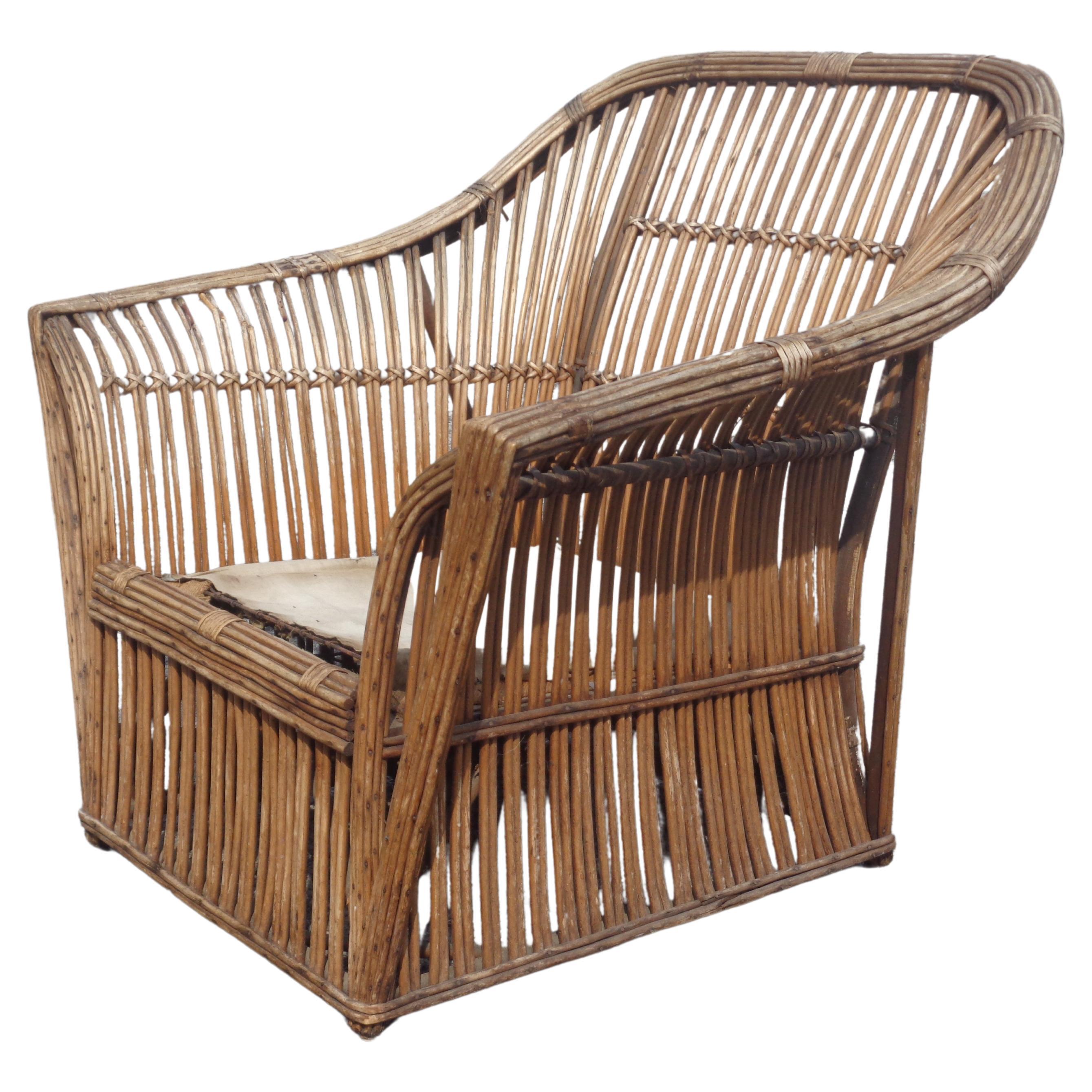 American Stick Wicker Set - Sofa and Matching Lounge Chair, Circa 1930 6