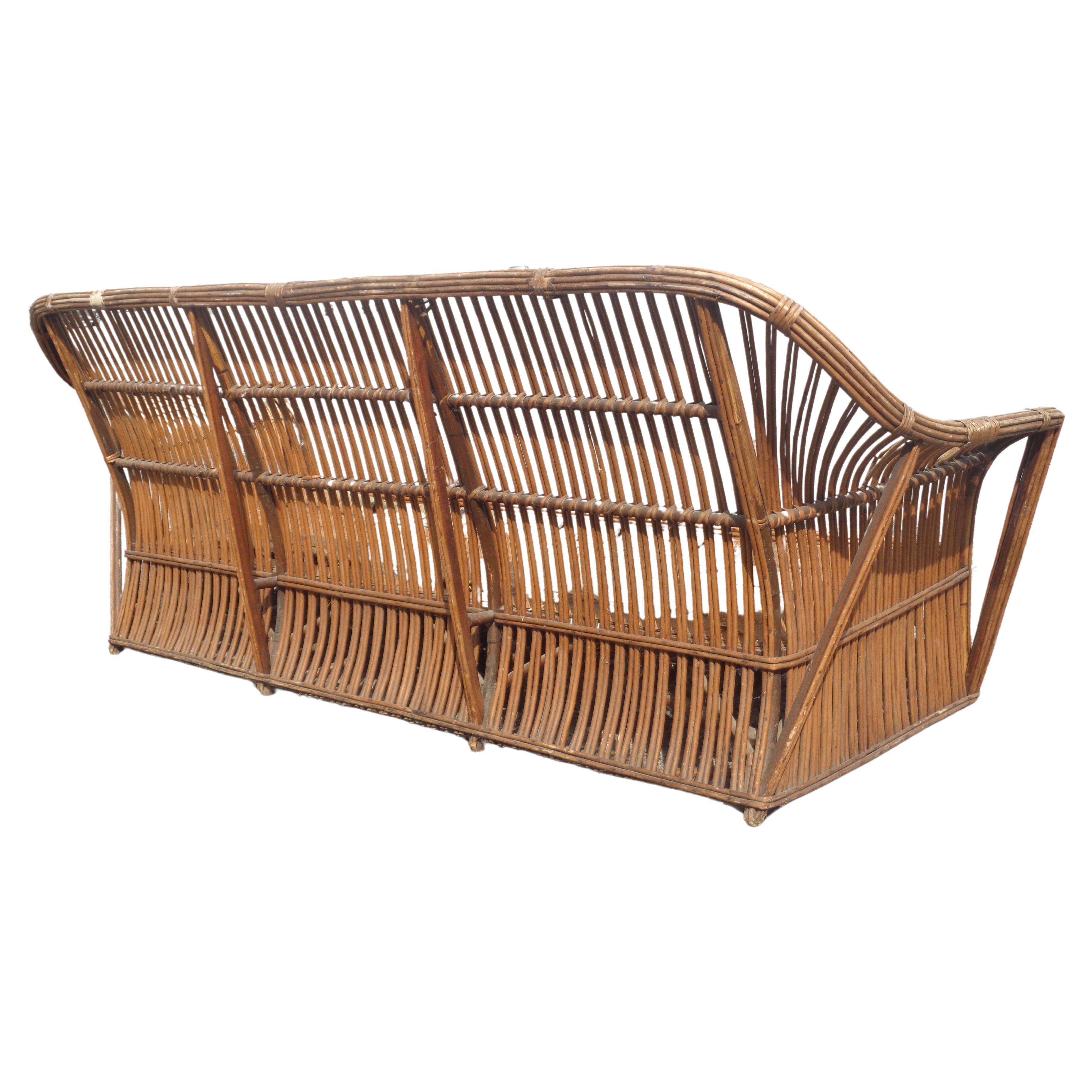 American Stick Wicker Set - Sofa and Matching Lounge Chair, Circa 1930 1