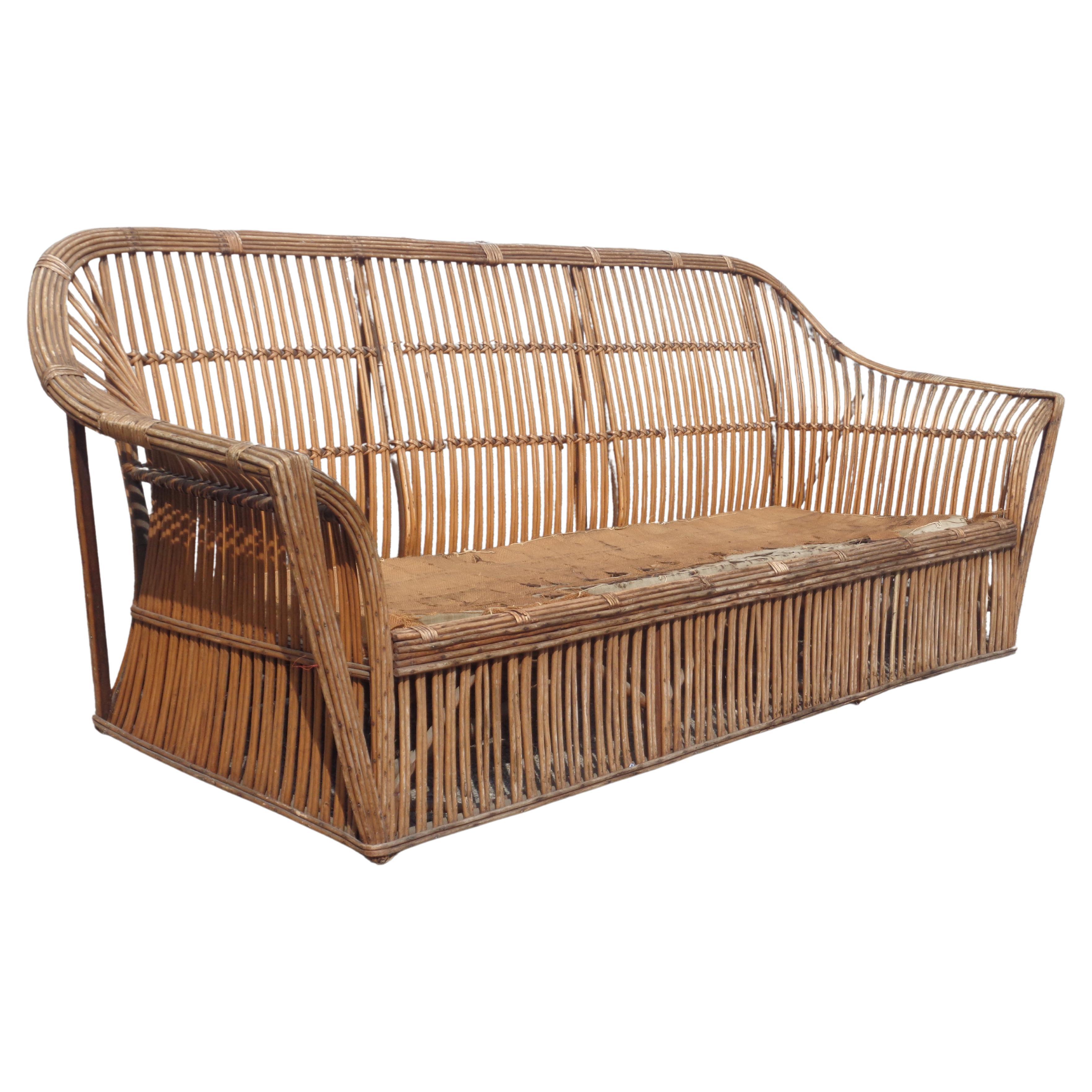 American Stick Wicker Set - Sofa and Matching Lounge Chair, Circa 1930 2