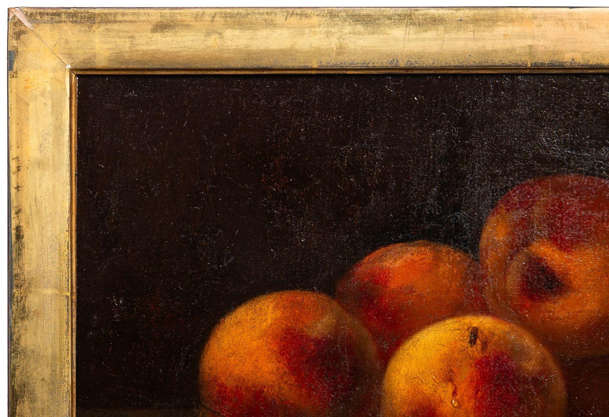 American Still-Life Fruit Painting of Peaches and Fly by Morston Ream ca. 1880 For Sale 5