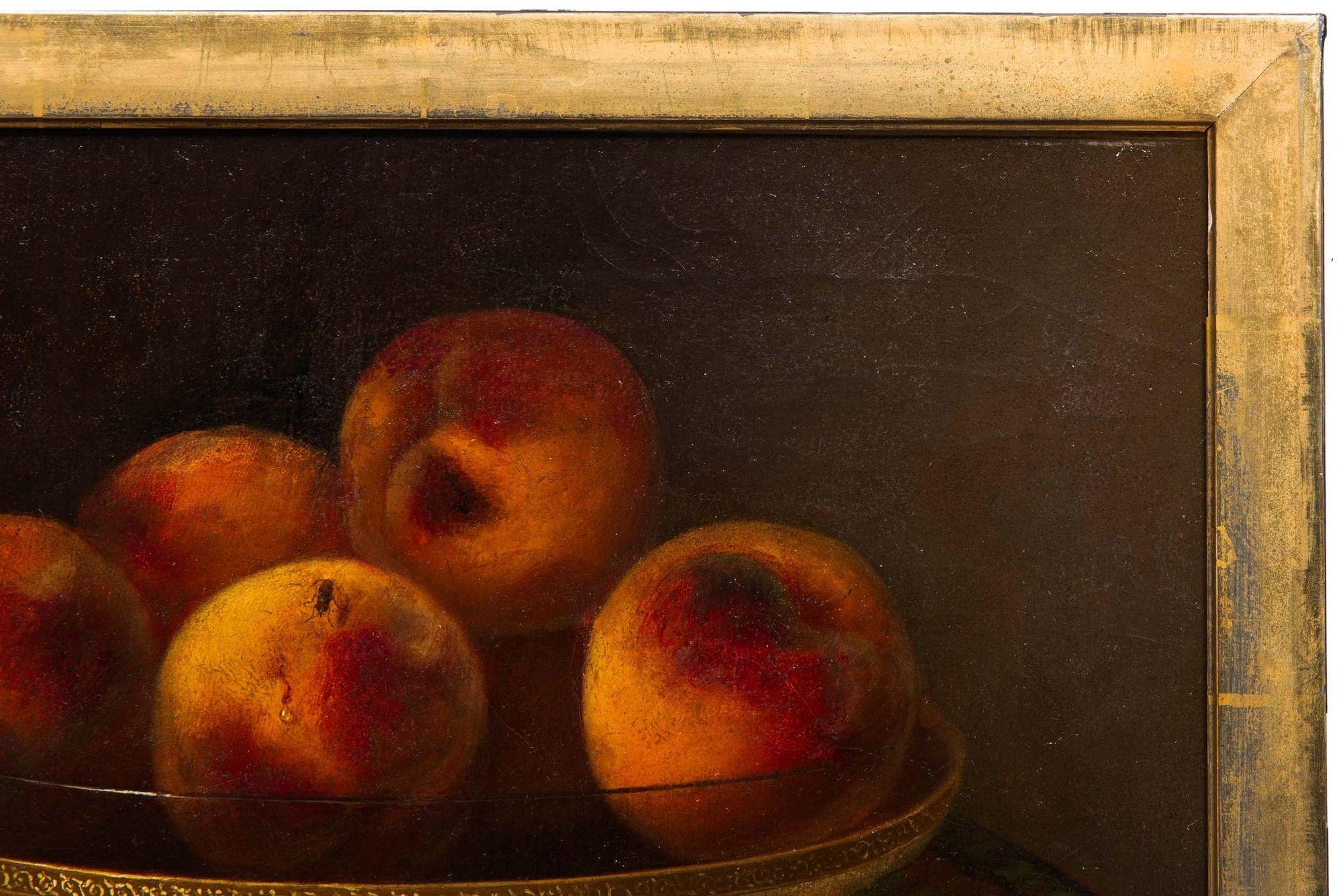 American Still-Life Fruit Painting of Peaches and Fly by Morston Ream ca. 1880 For Sale 6