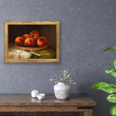 American Still-Life Fruit Painting of Peaches and Fly by Morston Ream ca. 1880