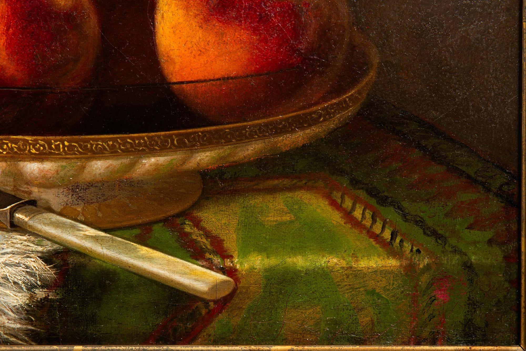 American Still-Life Fruit Painting of Peaches and Fly by Morston Ream ca. 1880 For Sale 1