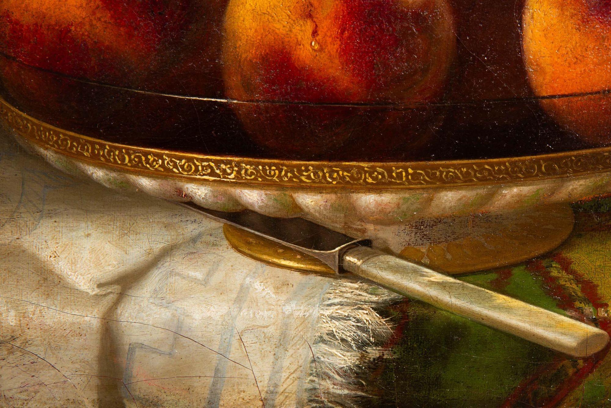 American Still-Life Fruit Painting of Peaches and Fly by Morston Ream ca. 1880 For Sale 3