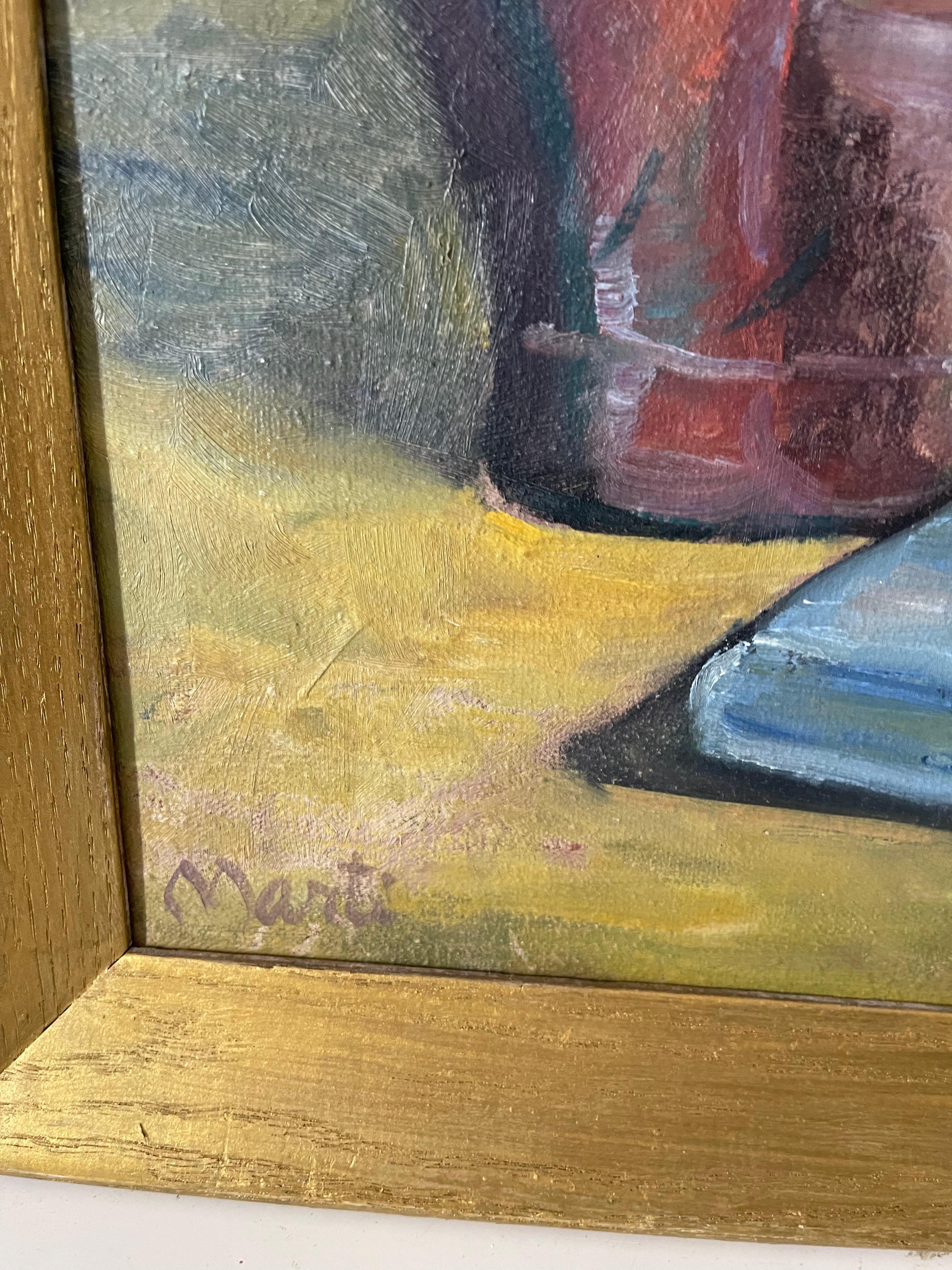 Fin du 20e siècle Nature morte américaine avec Lillacs Peinture signée Gotting Cadre en cétone en vente