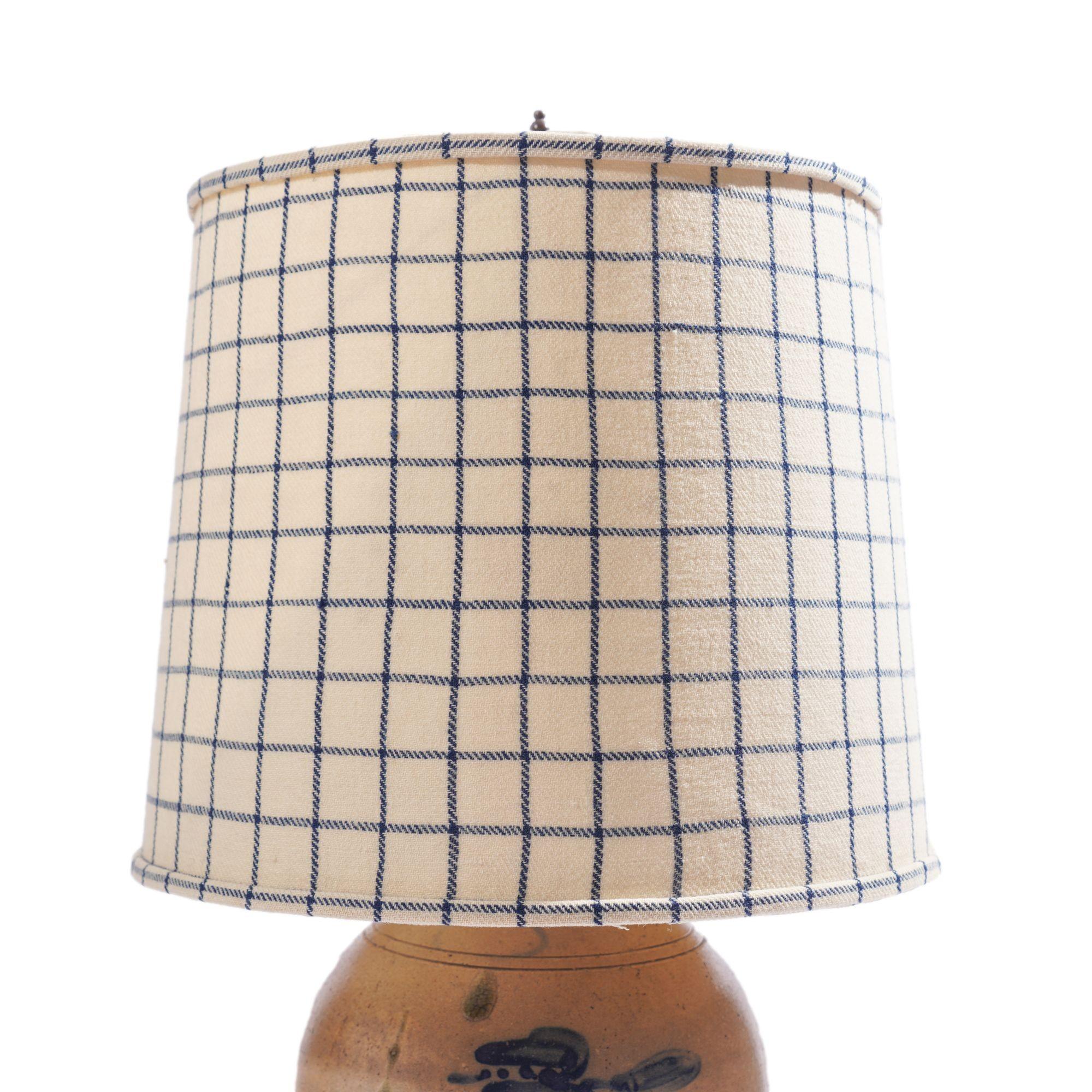 American stoneware jug lamp with hand-loomed wool lampshade, c. 1850 7