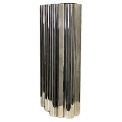 American Streamline Art Deco Chromed Metal Geometrical Flower Vase, ca. 1930s