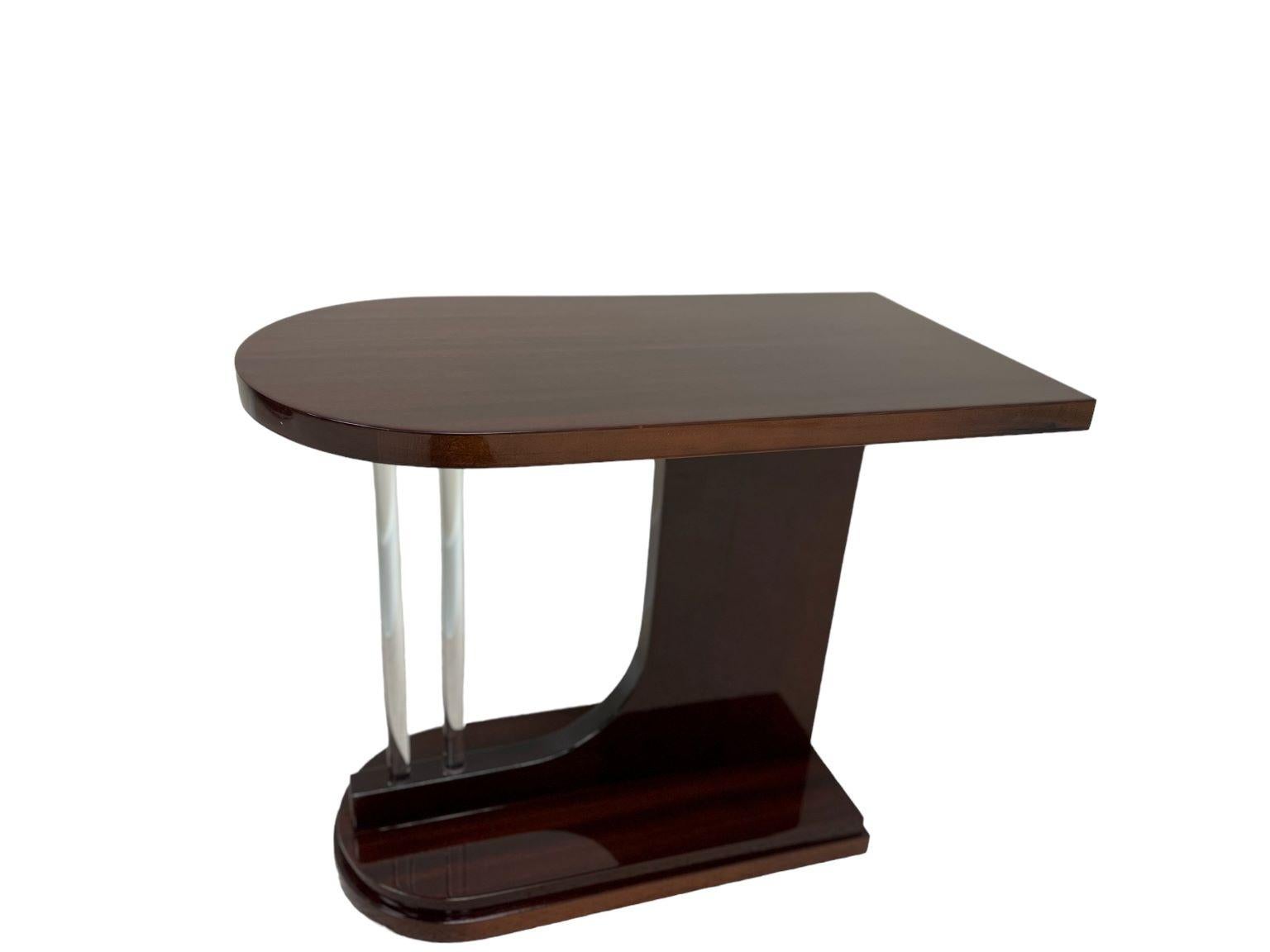Streamlined Moderne American Streamline Moderne  Art Deco Bullet Side Table With Glass Rods C.1930 For Sale