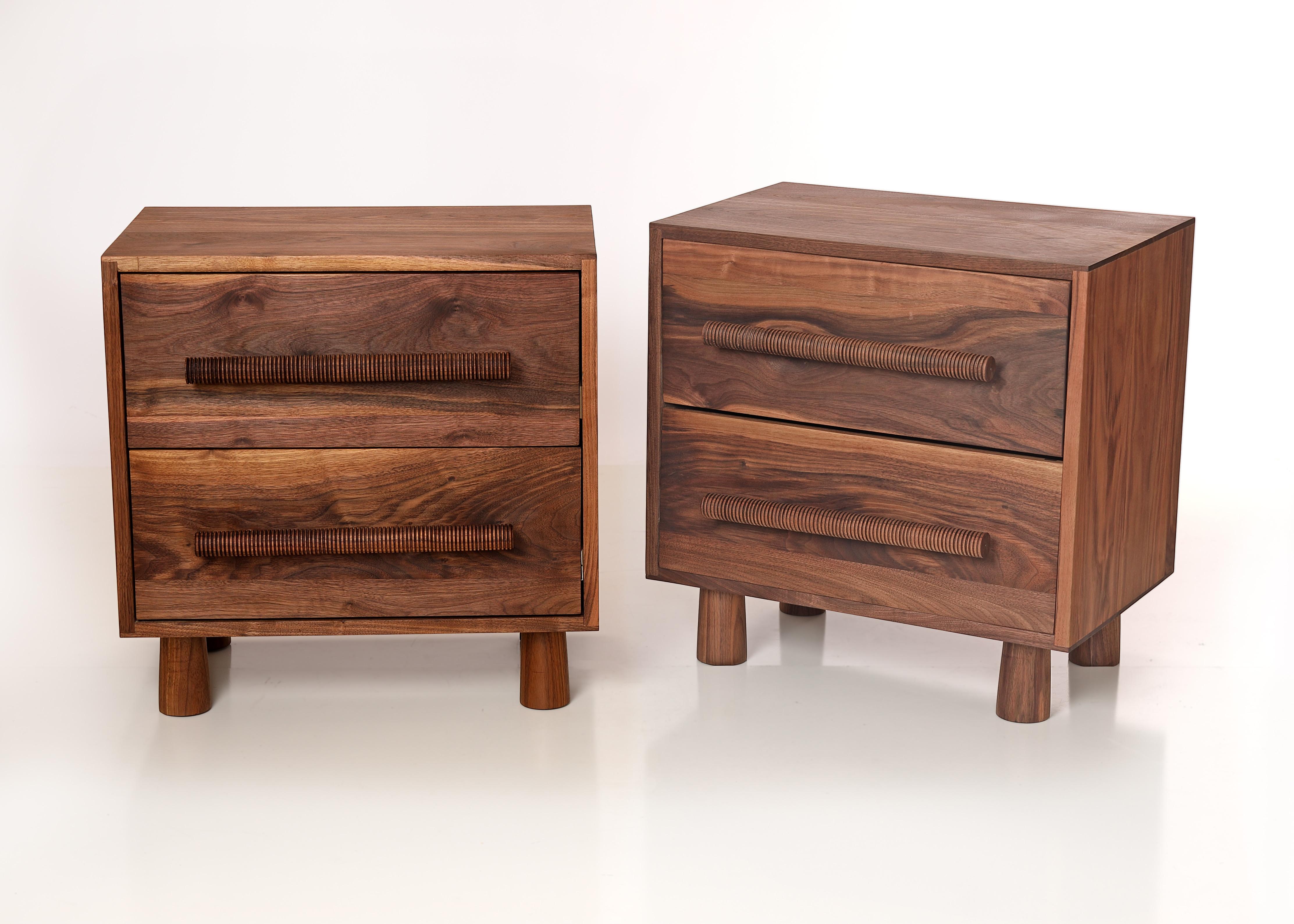 Contemporary American Studio Bed Side Tables or Night Stands in walnut by Michael Rozell US For Sale