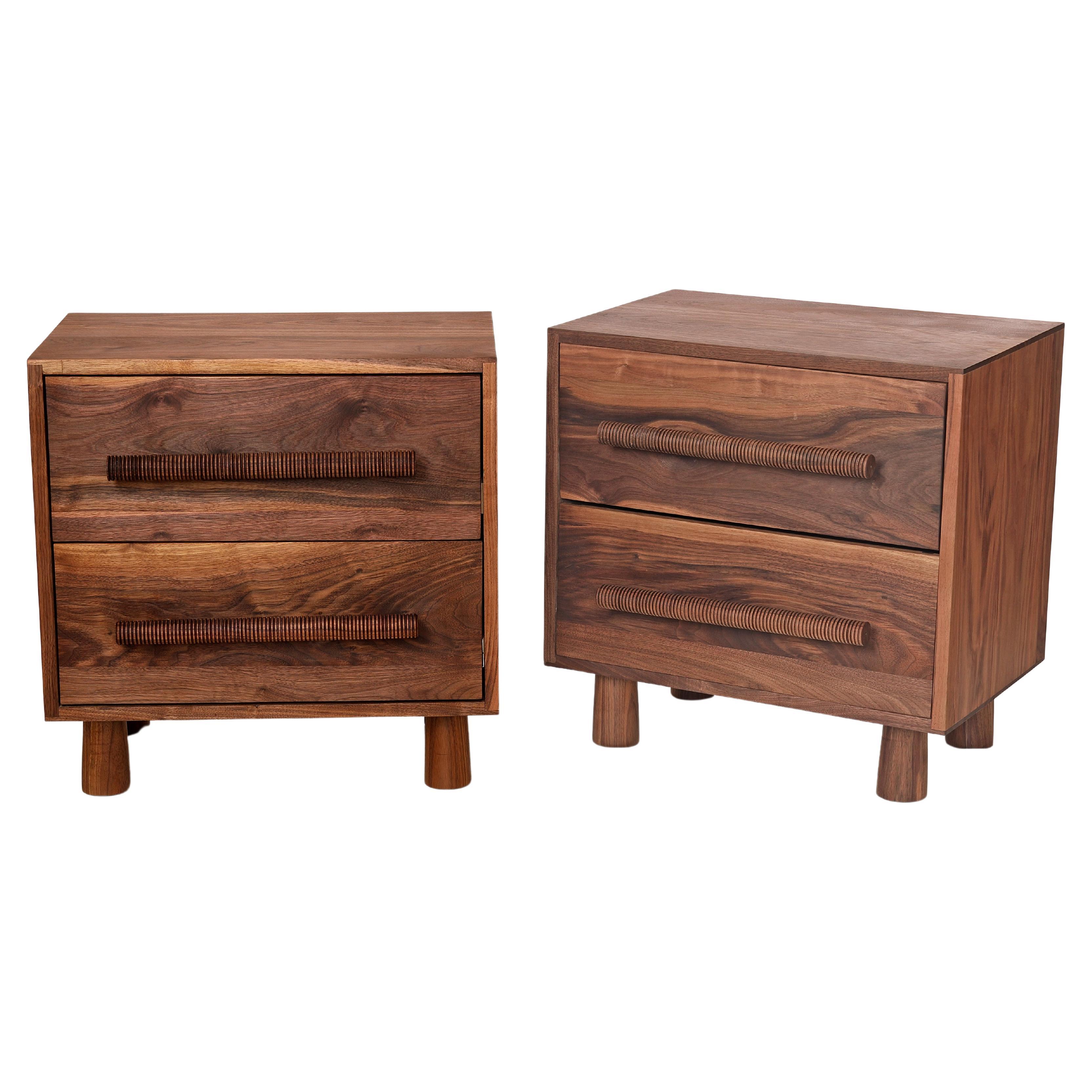 American Studio Bed Side Tables or Night Stands in walnut by Michael Rozell US