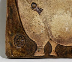 Amerikanische Studio-Keramik-Hippo-Wandtafel von Hal Fromhold